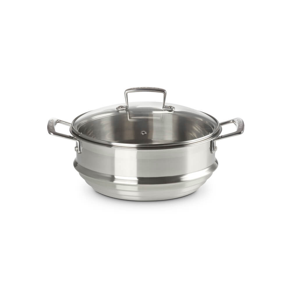 Le Creuset Classic 3-ply Stainless Steel Multi Steamer with Glass Lid 24cm